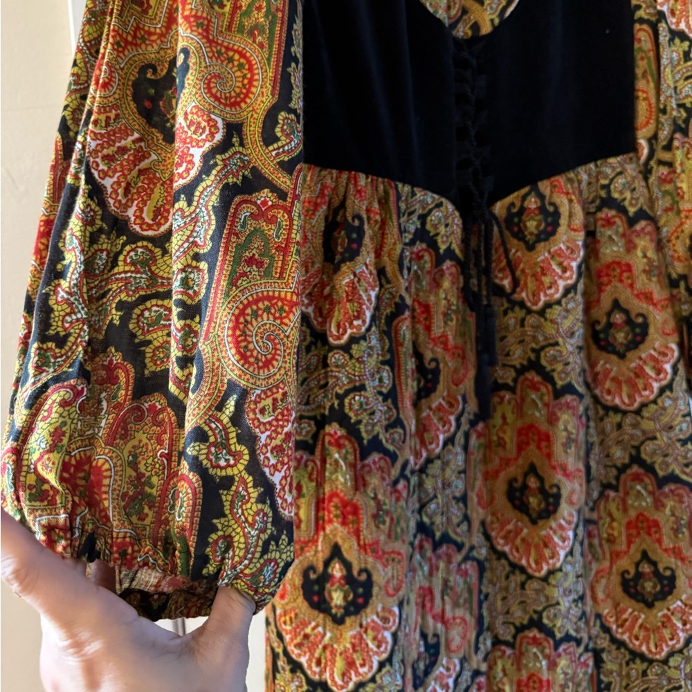 Vintage 70’s Paisley Corset Maxi Dress - Picture 3 of 10